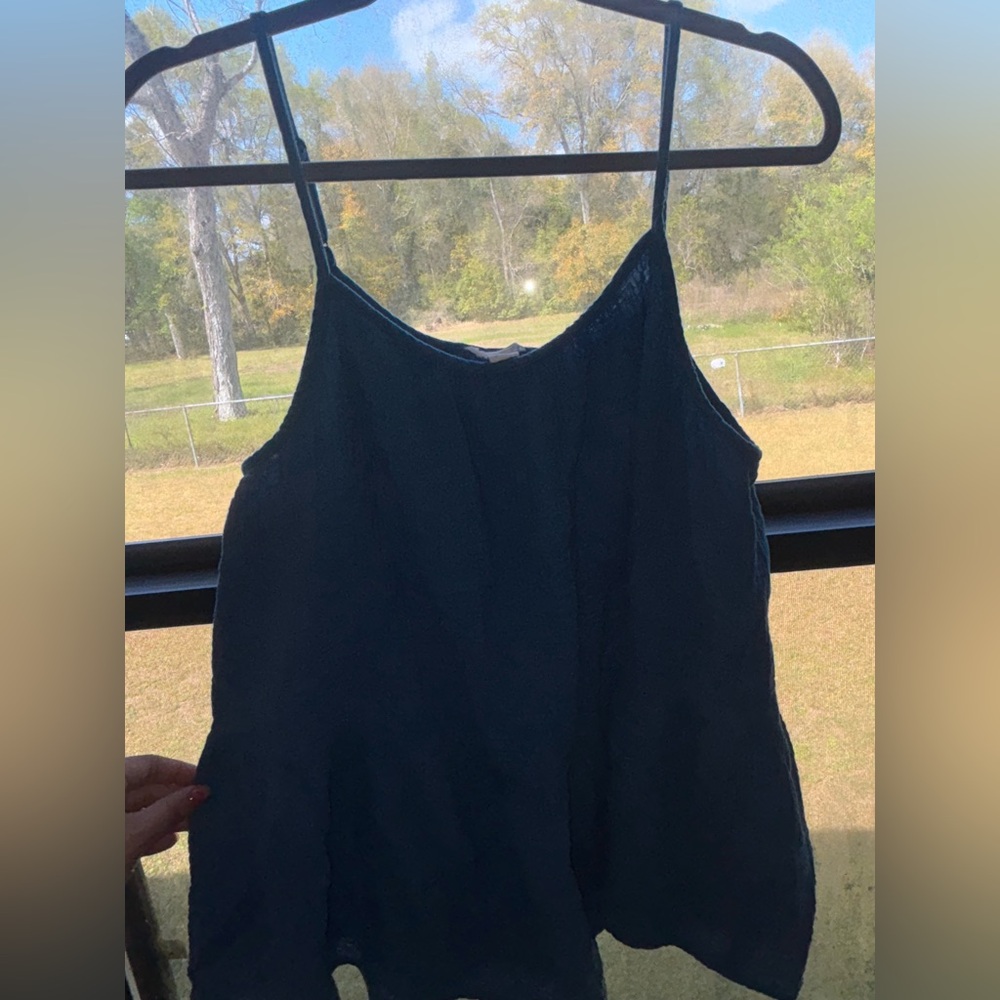 Dark Teal Linen Spaghetti Strap Tank